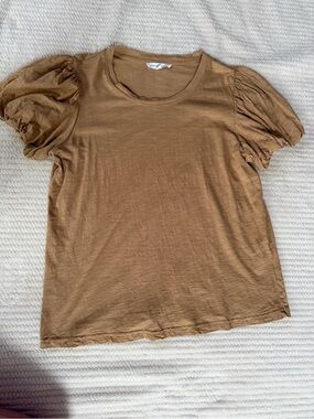 Jane and Delancey Puff Sleeve Tee - Tan Brown